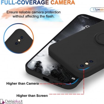 Švelnaus silikono dėklas su žiedu - juodas (Iphone X/XS) Švelnaus silikono dėklas su žiedu - juodas (Iphone X/XS)